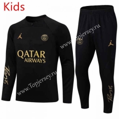 2022-2023 Paris SG Black&Gold Kids/Youth Soccer Tracksuit-411