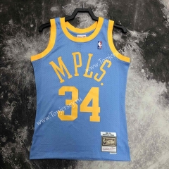 Retro Edition Los Angeles Lakers Blue #34 NBA Jersey-311