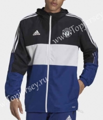 Manchester United Black&White&Blue Trench Coats With Hat-DD1