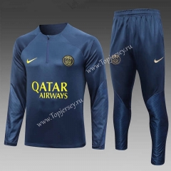 2023-2024 Paris SG Royal Blue Thailand Soccer Tracksuit -815