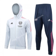 2023-2024 Arsenal Upper Light Gray Thailand Soccer Jacket Uniform With Hat-815