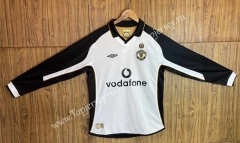 Retro Version 01-02 Manchester United White&Black LS Thailand Soccer Jersey AAA-SL