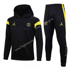 2023-2024 Jordan Paris SG Black Thailand Soccer Tracksuit With Hat-815