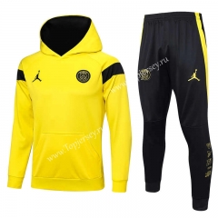 2023-2024 Jordan Paris SG Yellow Thailand Soccer Tracksuit With Hat-815