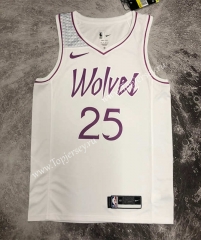 Minnesota Timberwolves White&Pink #25 NBA Jersey-311