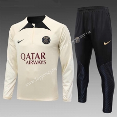 2023-2024 Paris SG Light Yellow Thailand Soccer Tracksuit -815