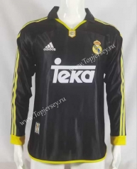 Retro Version 99-01 Real Madrid Away Black LS Thailand Soccer Jersey AAA-503