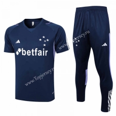 2023-2024 Cruzeiro EC Royal Blue Short Sleeve Thailand Soccer Tracksuit-815