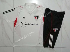 2023-2024 Sao Paulo Futebol Clube Beige Short Sleeve Thailand Soccer Tracksuit-815
