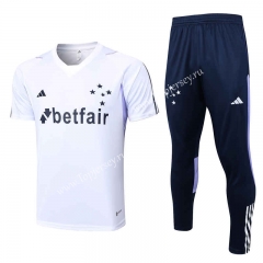 2023-2024 Cruzeiro EC White Short Sleeve Thailand Soccer Tracksuit-815