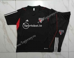 2023-2024 Sao Paulo Futebol Clube Black Short Sleeve Thailand Soccer Tracksuit-815
