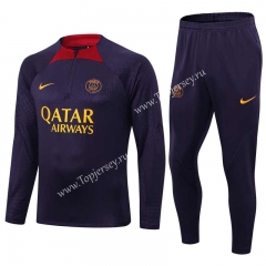 2023-2024 Profiled Steel Paris SG Purple Thailand Soccer Tracksuit -411