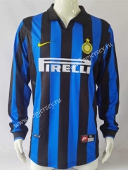 Retro Version 98-99 Inter Milan Home Blue&Black LS Thailand Soccer Jersey AAA-503