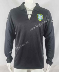 Retro Version 2004 Brazil Black LS Thailand Soccer Jersey AAA-503