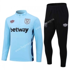 2023-2024 West Ham United Light Blue Thailand Soccer Tracksuit-411