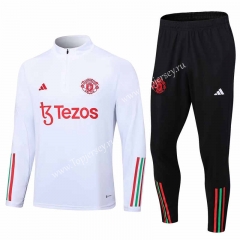 2023-2024 Manchester United White Thailand Soccer Tracksuit-411