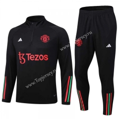 2023-2024 Manchester United Black Thailand Soccer Tracksuit-411