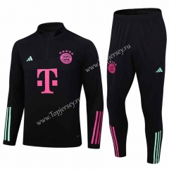 2023-2024 Bayern München Black Thailand Soccer Tracksuit-411