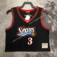 Hot-press Retro Version 98 Philadelphia 76ers Black #3 Women NBA Jersey-311