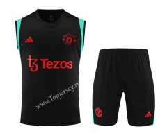 2023-2024 Manchester United Black Thailand Soccer Vest Uniform-418
