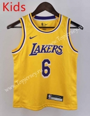 Los Angeles Lakers Yellow #6 Young Kids NBA Jersey-311