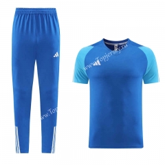 Adidas Camouflage Blue Short Sleeve Thailand Soccer Tracksuit-LH