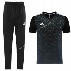 Adidas Black Short Sleeve Thailand Soccer Tracksuit-LH