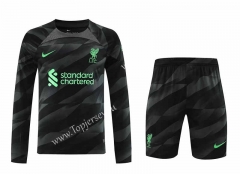 2023-2024 Liverpool Goalkeeper Black LS Thailand Soccer Uniform-418