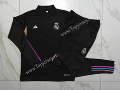 2023-2024 Real Madrid Black Thailand Soccer Tracksuit-815