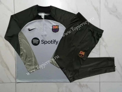 2023-2024 Barcelona Light Gray Thailand Soccer Tracksuit-815