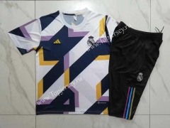 2023-2024 Real Madrid White Short-Sleeve Thailand Soccer Tracksuit-815