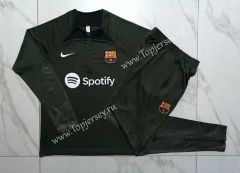 2023-2024 Barcelona Dark Green Thailand Soccer Tracksuit-815