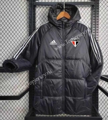2023-2024 Sao Paulo Black Cotton Coat With Hat-GDP