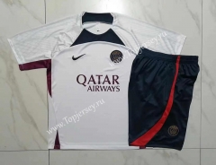 2023-2024 Paris SG White Short-sleeved Thailand Soccer Tracksuit -815