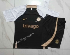 2023-2024 Chelsea Black Short-sleeved Thailand Soccer Tracksuit-815