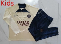 2023-2024 Paris SG Light Yellow Kids/Youth Soccer Tracksuit-815
