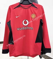 Retro Version 02-04 Manchester United Home Red LS Thailand Soccer Jersey AAA-811