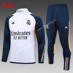 2023-2024 Real Madrid White Kids/Youth Soccer Tracksuit-815