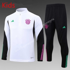 2023-2024 Bayern München White Kids/Youth Soccer Tracksuit-815