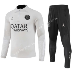 （S-3XL)）2023-2024 Jordan Paris SG Gray Thailand Soccer Tracksuit -GDP
