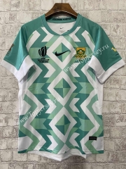 2023 South Africa Away White&Green Thailand Rugby Jersey