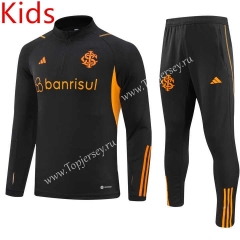 With Sponsor 2023-2024 Brazil SC Internacional Black Kids/Youth Soccer Tracksuit-GDP
