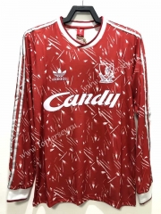 Retro Version 89-91 Liverpool Home Red LS Thailand Soccer Jersey AAA-811