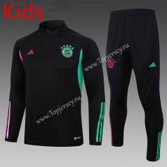 2023-2024 Bayern München Black Kids/Youth Soccer Tracksuit-815