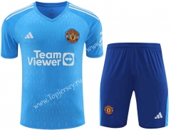 2023-2024 Manchester United Goalkeeper Blue Thailand Soccer Uniform-418