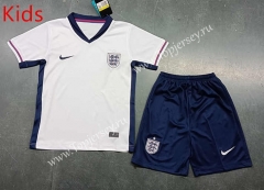 2024 European Cup England Home White Kids/Youth Soccer Uniform-8679