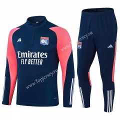 2023-2024 Olympique Lyonnais Royal Blue Thailand Soccer Tracksuit-411