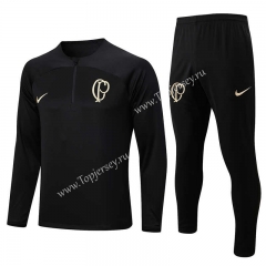 2023-2024 Corinthians Black Thailand Soccer Tracksuit-815