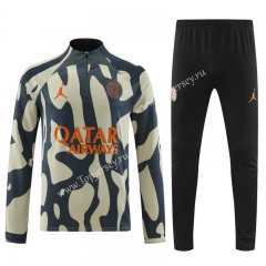2023-2024 Jordan Paris SG Yellow&Green Thailand Soccer Tracksuit -4627