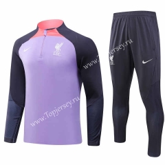 (S-3XL) 2023-2024 Liverpool Light Purple Thailand Soccer Tracksuit-GDP
